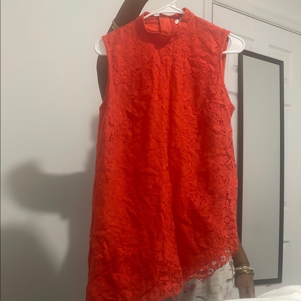 Sleeveless Red Lace Top